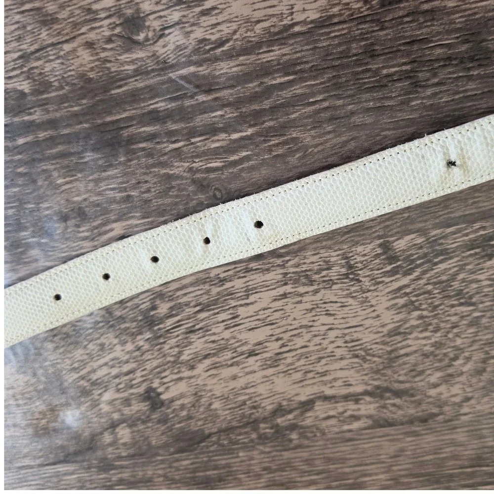 MZ Accessories of New York Belt Womens Small Cream Genuine Snake Skin Geometric